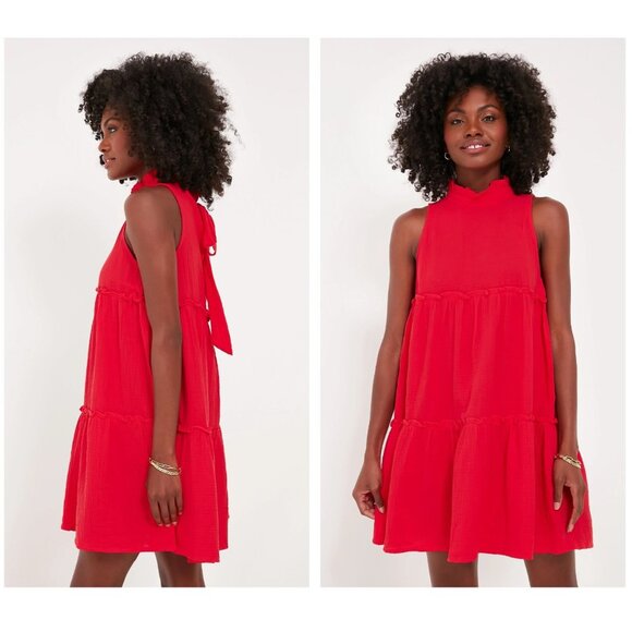 Pomander Place Dresses & Skirts - Pomander Place | NEW Red Lightweight Gauze Morgan Mock Neck Mini Dress Size M